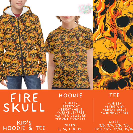 Batch #563 - Made for Play Collection - Closes 7/31 - ETA late Sept - Fire Skull Kid's Unisex Hoodie & Tee