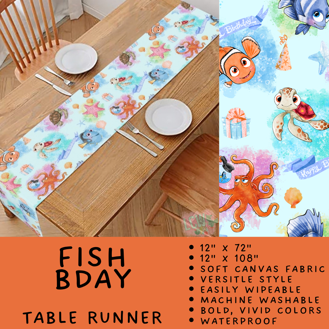 Batch #602 - Table Runners & Placemats - Closes 10/23 - ETA mid Dec - Fish Bday Table Runner