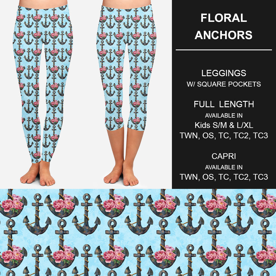 RTS - Floral Anchors Leggings w/ Pockets