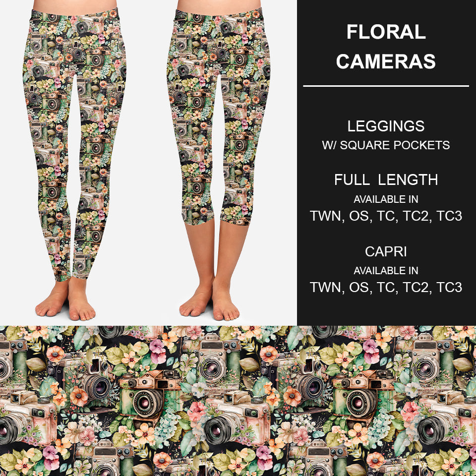 RTS - Floral Cameras Leggings w/ Pockets