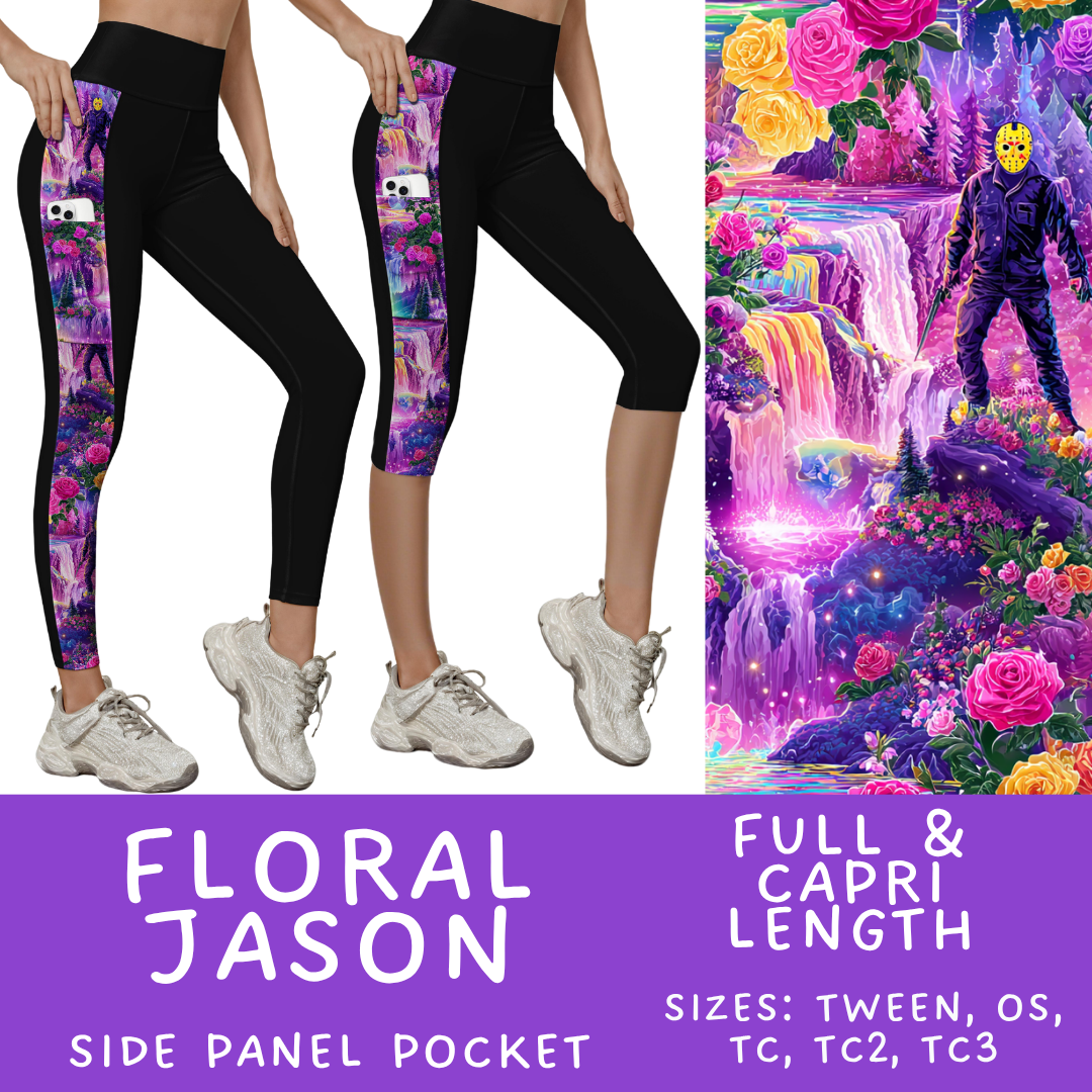 Batch #568 - Halloween Spooky Sets 3 - Closes 8/12 - ETA early October - Floral Jason Pattern Side Pocket Capris & Leggings