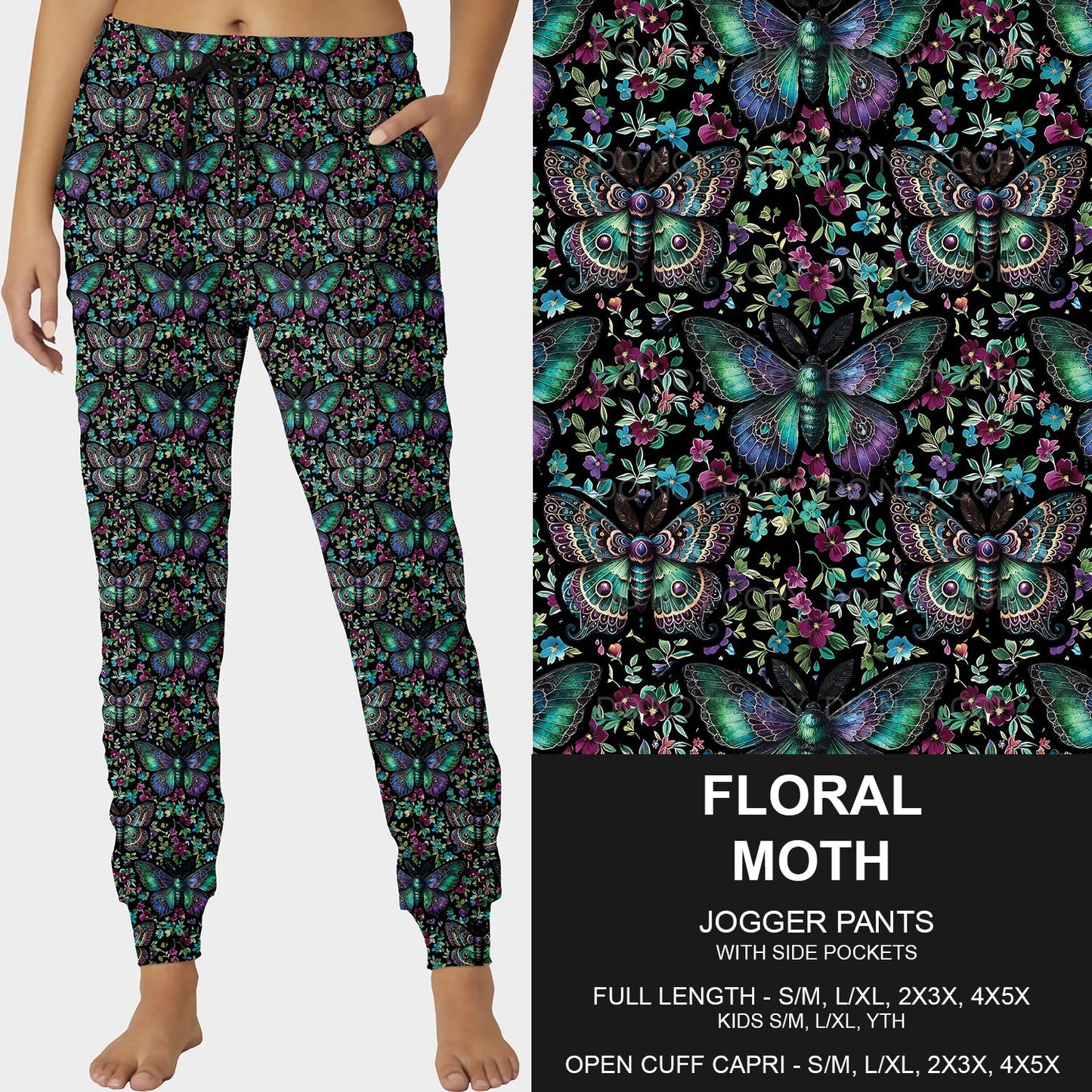 B206- Preorder Floral Moth Joggers (Closes 1/19. ETA: mid April)