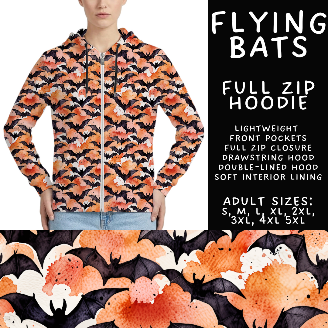 Batch #556 - Halloween 3 - Closes 7/15 - ETA mid Sept - Flying Bats Full Zip Hoodie
