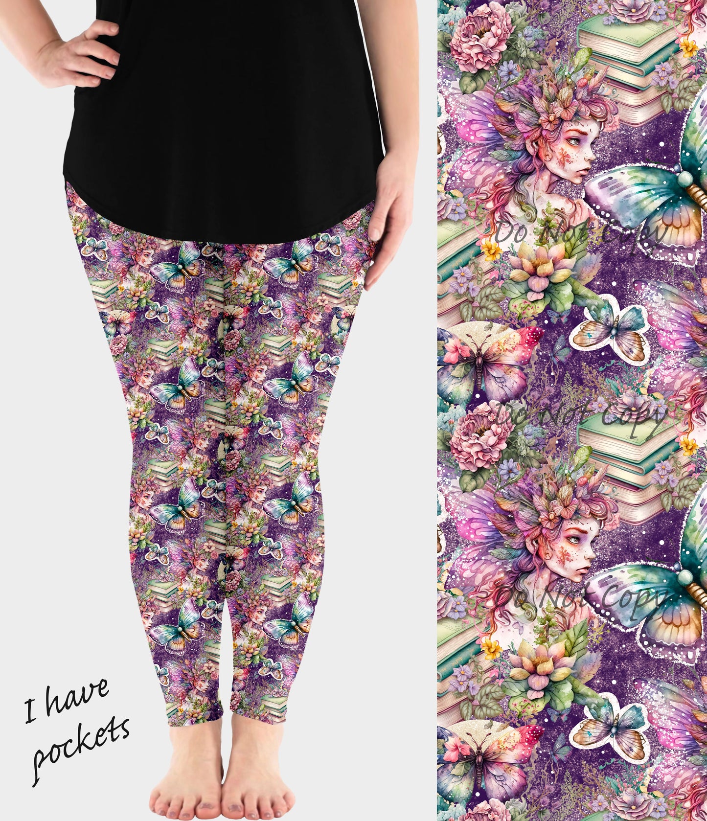 RTS - Fairy Books Leggings w/ Pockets