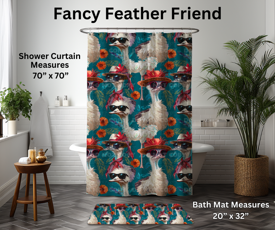 Preorder! Closes 1/6. ETA March. Fancy Feather Friend Custom Shower Curtain and/or Bath Mat