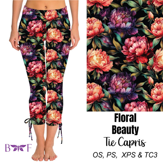 Floral Beauty Side Tie Capris