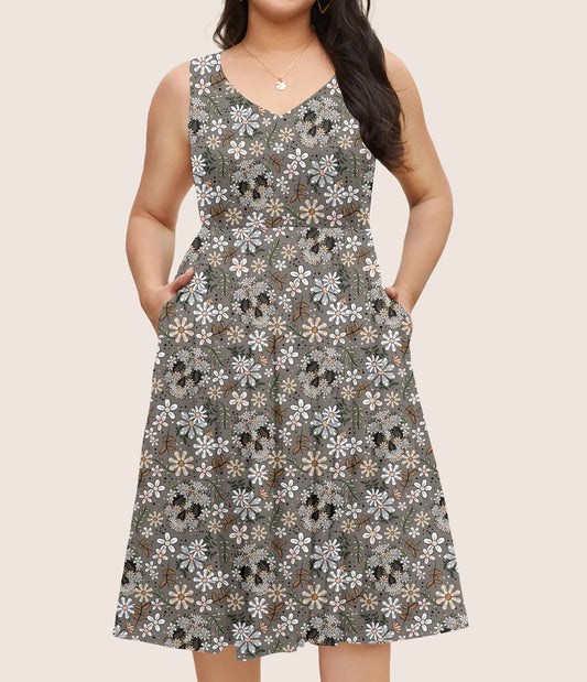 RTS - Floral Skulls Pocket Dress