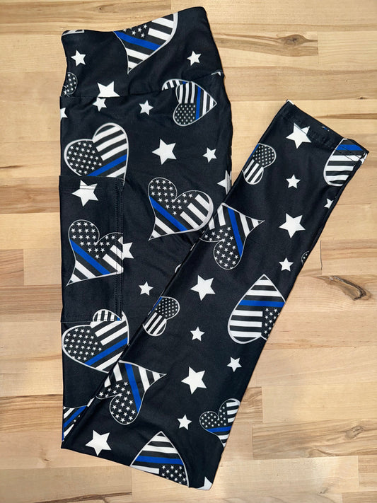 Blue Lives Matter Leggings w/ Pockets