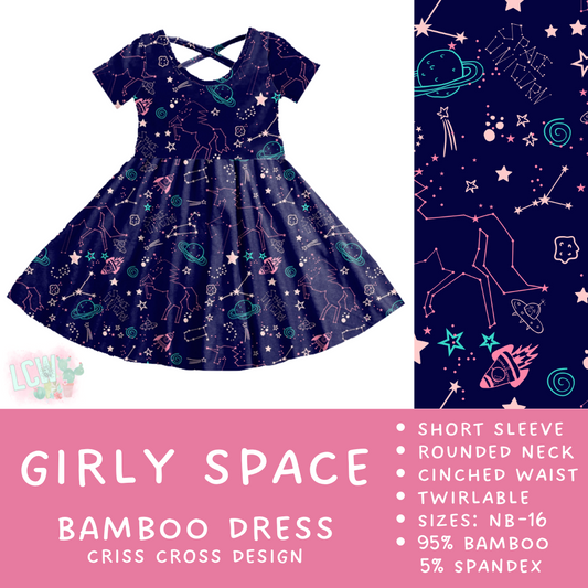 Ready to Ship - Girly Space Criss-Cross Bamboo Dress - 2T 3T & 4T