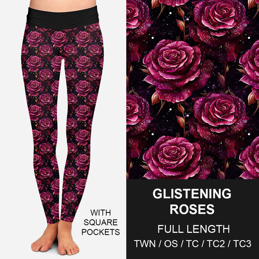 RTS - Glistening Roses Leggings w/ Pockets