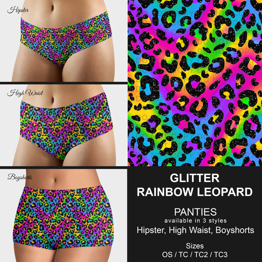 B306 - Preorder Glitter Rainbow Leopard Panties (Closes 8/07. ETA mid October)