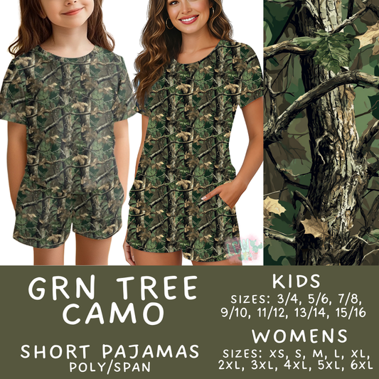 Batch #505 - Cozy Collection Pajamas - Closes 3/18 - ETA mid May - Grn Tree Camo Women's & Kid's Short Pajama Set