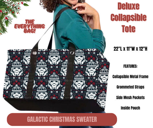 Galactic Christmas Sweater Collapsible Tote