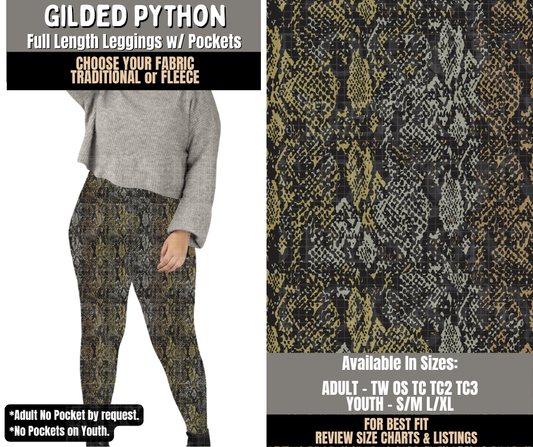 Preorder! Closes 10/28. ETA Jan. Gilded Python Leggings Choose Fleece or Traditional