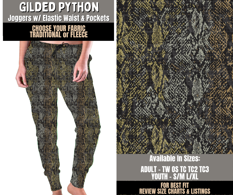 Preorder! Closes 10/28. ETA Jan. Gilded Python Joggers Choose Fleece or Traditional