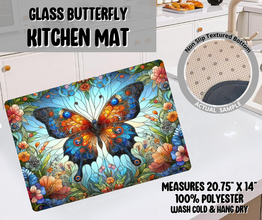 Glass Butterfly Kitchen Mat