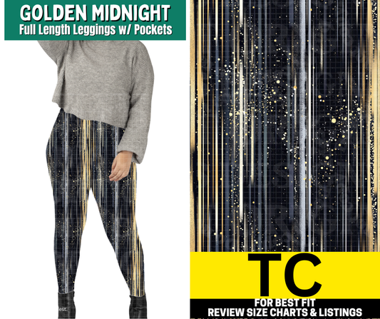 Golden Midnight Full Length Leggings w/ Pockets