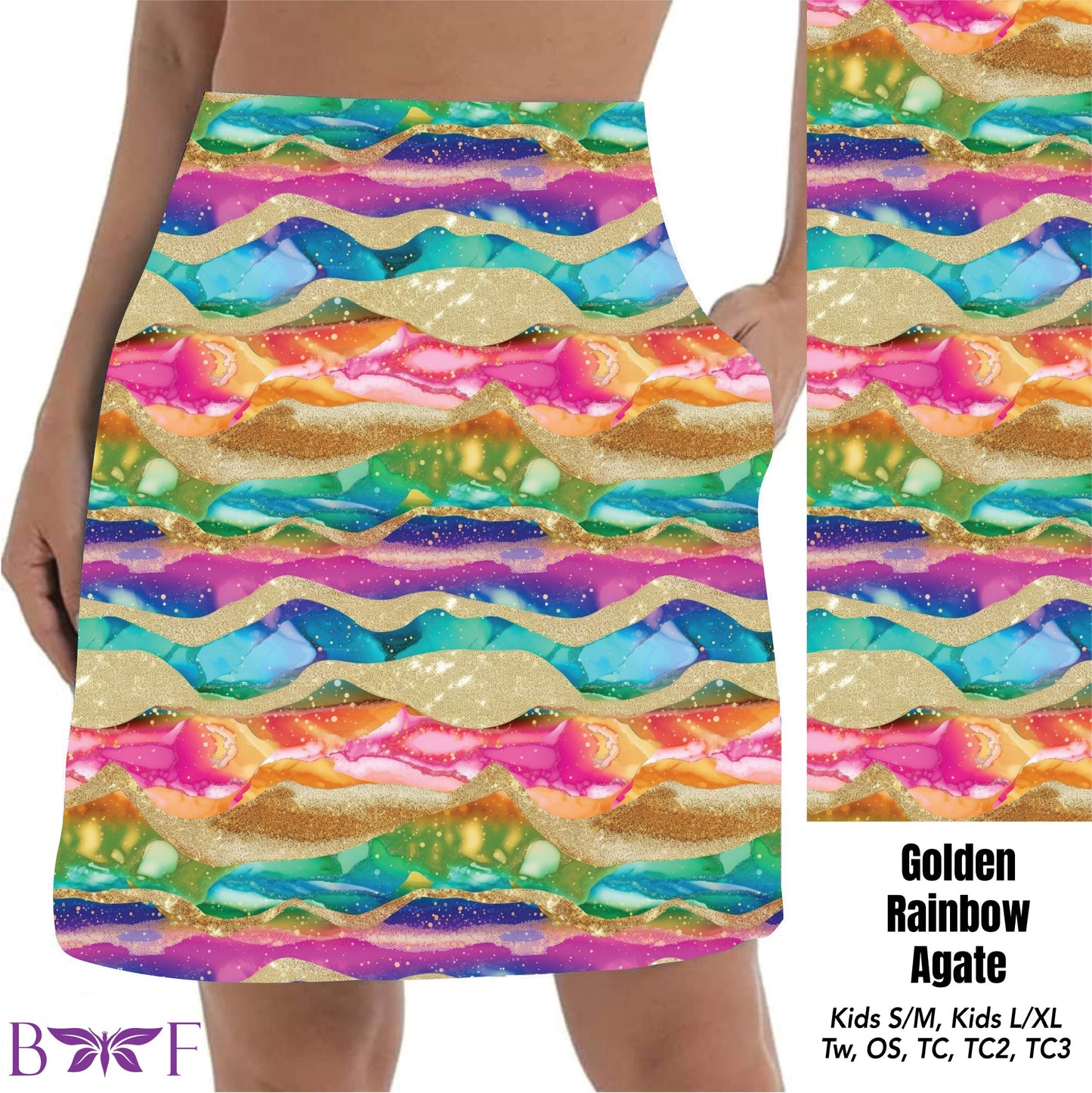 Golden Rainbow Agate Skort