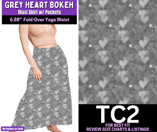 Grey Heart Bokeh Maxi Skirt
