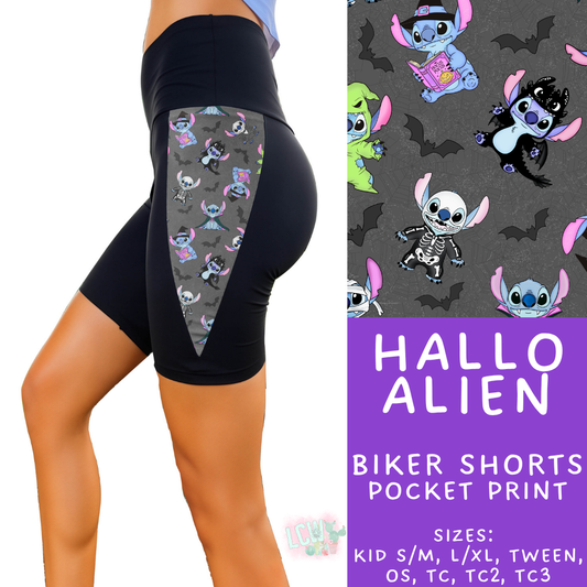 Batch #568 - Halloween Spooky Sets 3 - Closes 8/12 - ETA early October - Hallo Alien Side Panel Biker Shorts