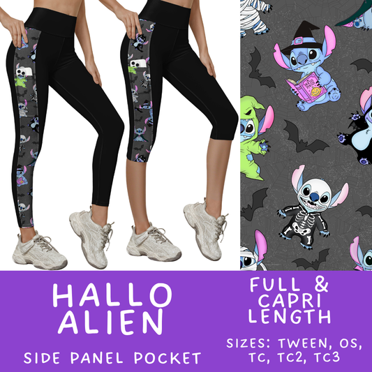 Batch #568 - Halloween Spooky Sets 3 - Closes 8/12 - ETA early October - Hallo Alien Pattern Side Pocket Capris & Leggings