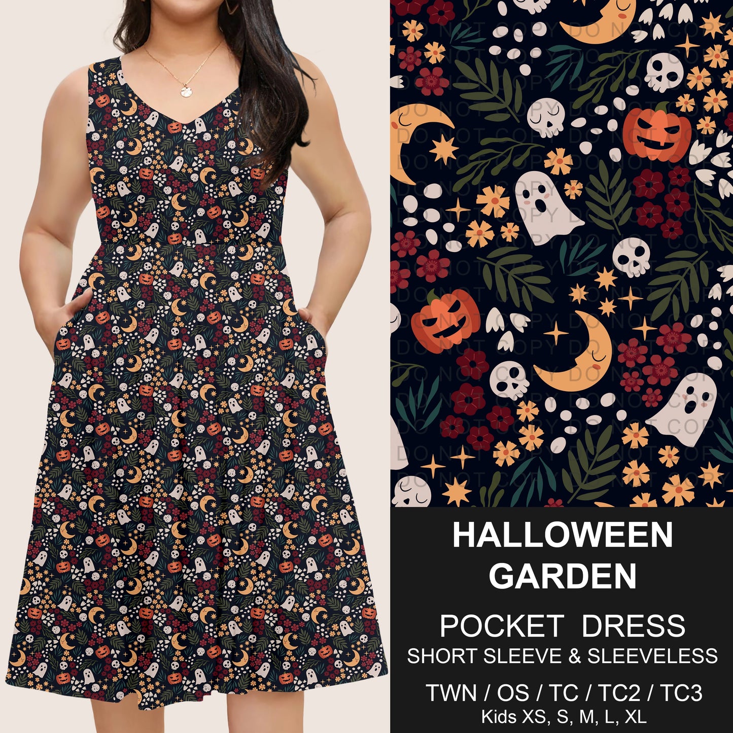 B302 - Preorder Halloween Garden Pocket Dress (Closes 7/24. ETA: early Oct)