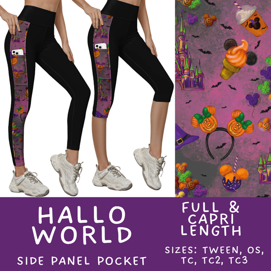 Batch #568 - Halloween Spooky Sets 3 - Closes 8/12 - ETA early October - Hallo World Pattern Side Pocket Capris & Leggings