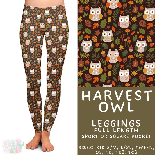 Ready to Ship - Harvest Owl Full Length Leggings - Sport Pocket OS