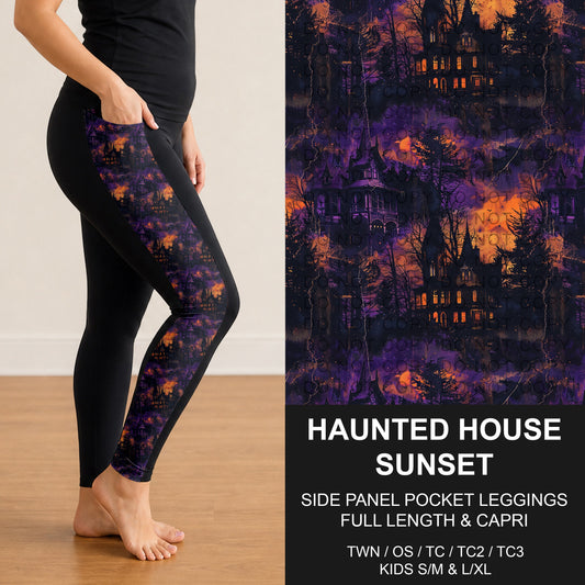 B305 - Preorder Haunted House Sunset Side Panel Pocket Leggings (Closes 8/02. ETA: early Oct.)