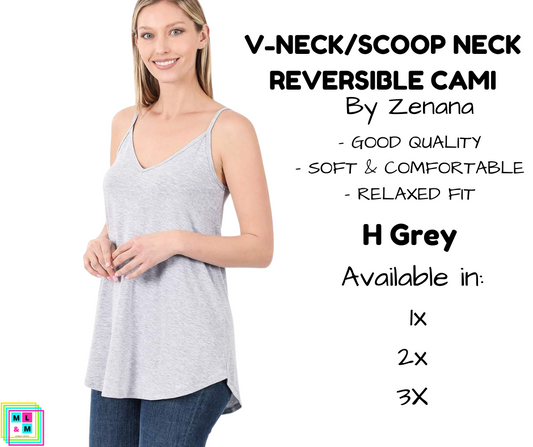 PLUS V-Neck/Scoop Neck Reversible Cami - H Grey