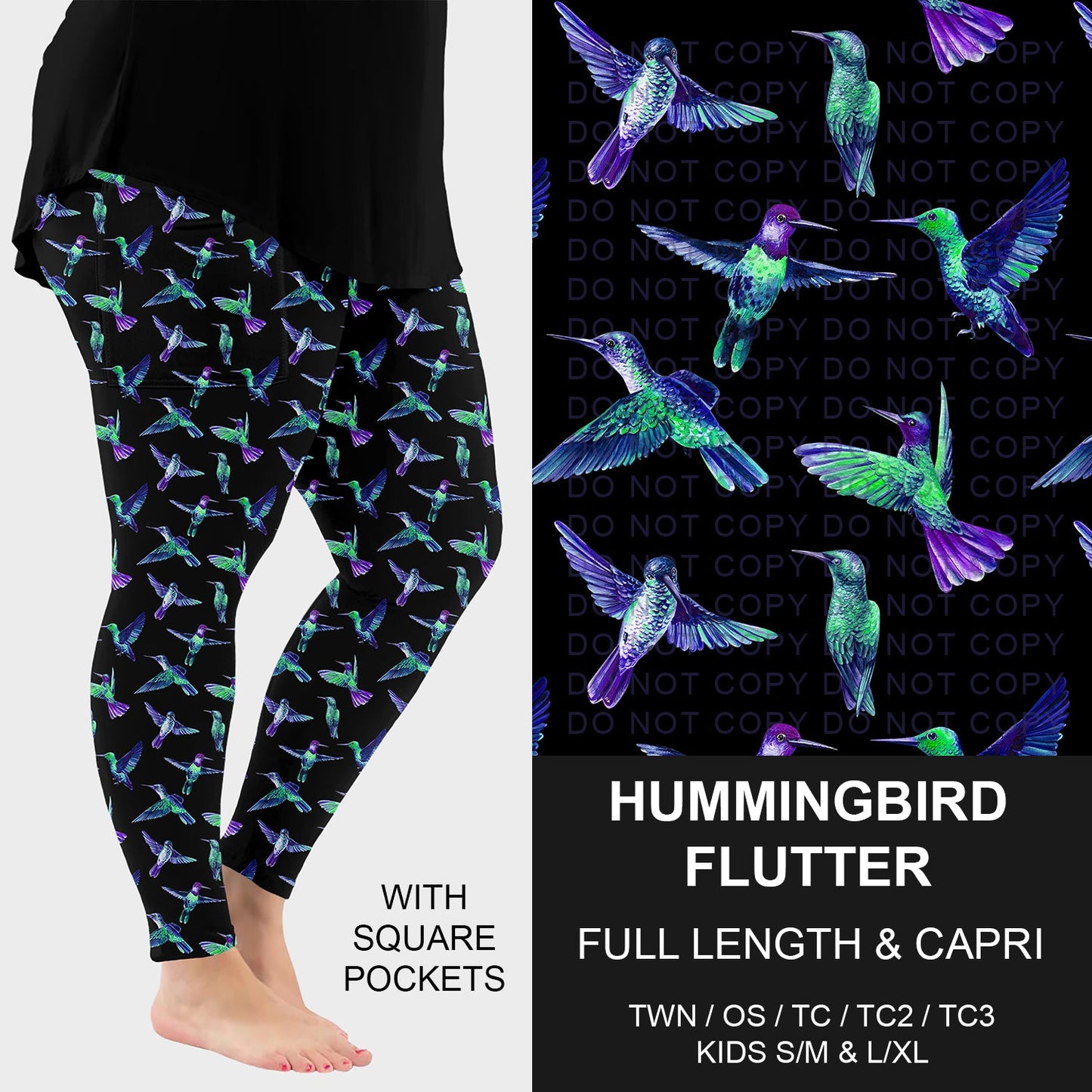 B293 - Preorder Hummingbird Flutter Leggings w/ Pockets (Closes 5/31. ETA: early Aug.)