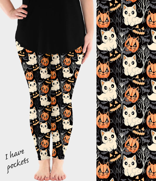 RTS - Halloween Cats Leggings w/ Pockets