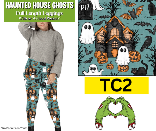 Haunted House Ghosts Full Length Leggings w/ Pockets