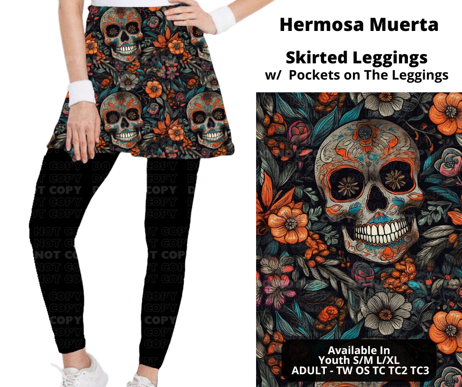 Preorder! Closes 11/25. ETA Jan. Hermosa Muerta Skirted Full Length Leggings w/ Pockets