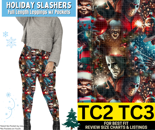 Holiday Slashers Leggings Choose Fleece or Traditional