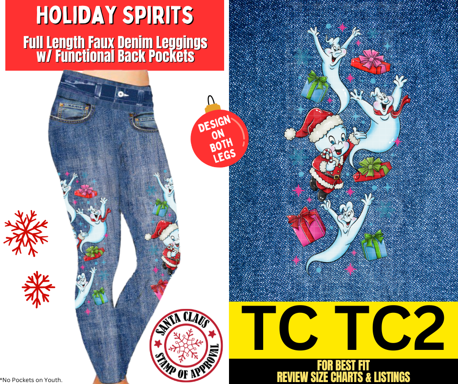 Holiday Spirits Full Length Faux Denim w/ Side Leg Designs