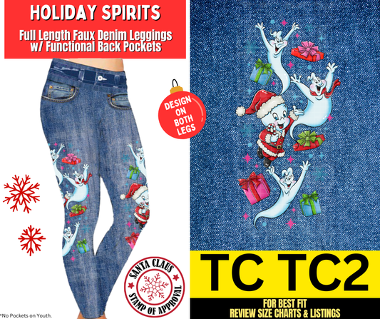 Holiday Spirits Full Length Faux Denim w/ Side Leg Designs