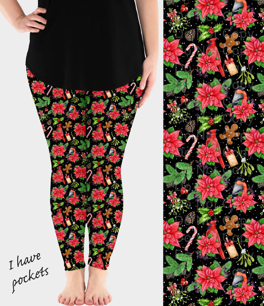 RTS - Holiday Birds Leggings w/ Pockets