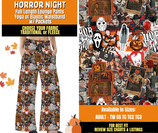 Preorder! Closes 7/16. ETA Oct. Horror Night Lounge Pants Choose Fleece or Traditional