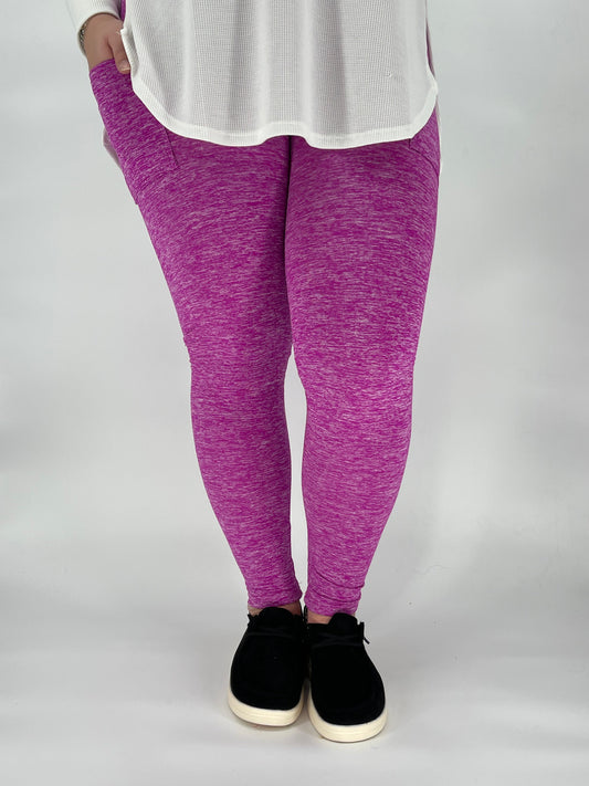 Magenta Fleece Leggings w/ Pockets