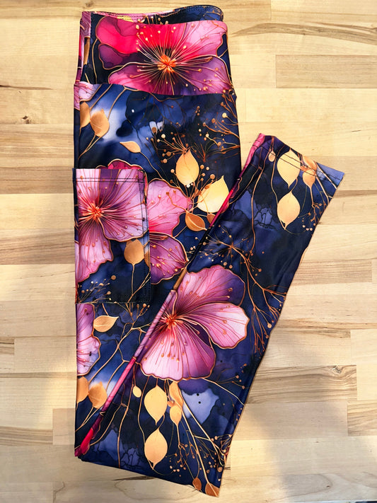 Alcohol Floral Leggings w/ Pockets