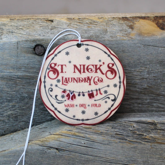 Vintage St. Nicks Re-Scentable Round Car Freshener