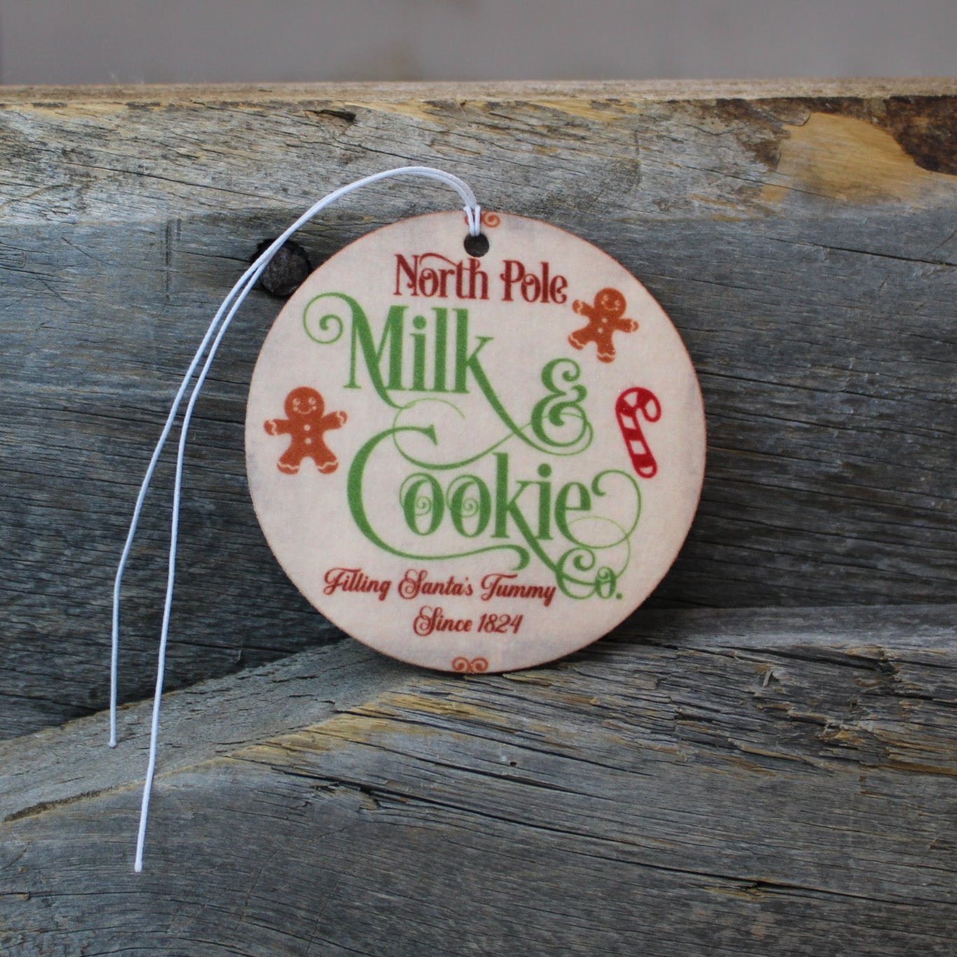 Vintage Milk & Cookies Re-Scentable Round Car Freshener