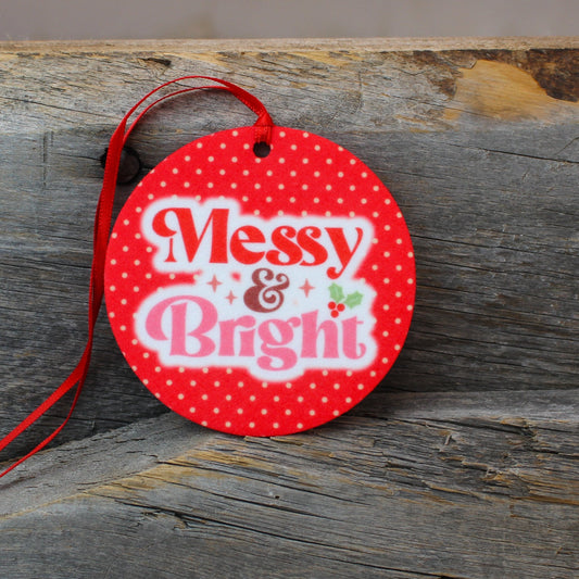 Messy & Bright List Re-Scentable Round Car Freshener