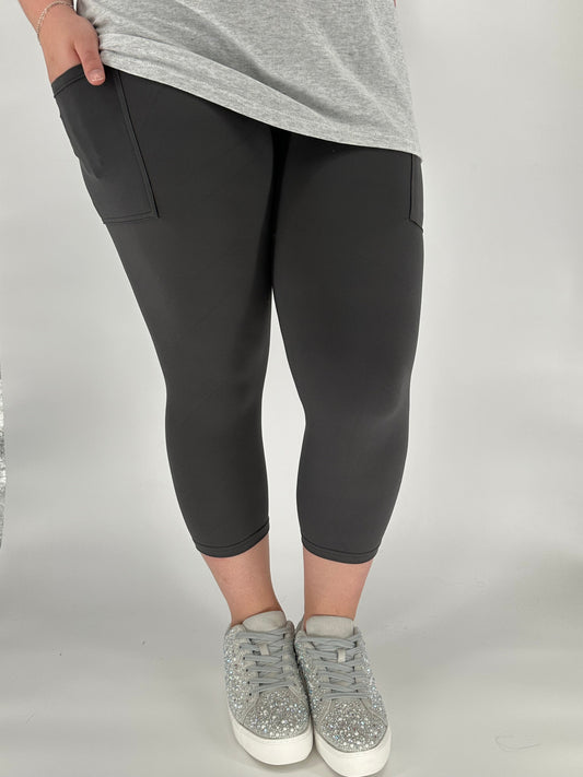 Charcoal Capri w/ Pockets