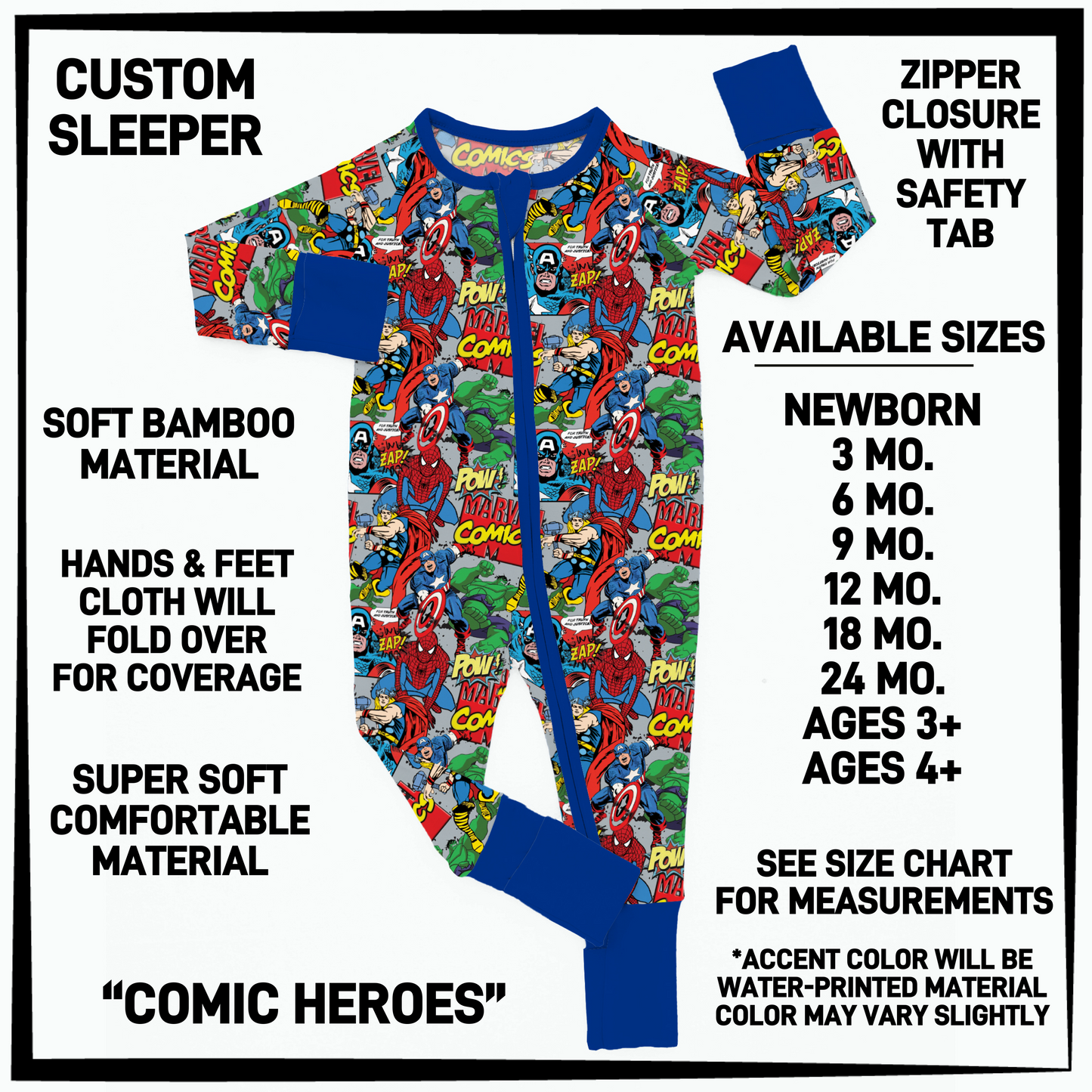 BY3S - Comic Heroes Baby Sleeper - Preorder Closing 2/12 ETA: Late April