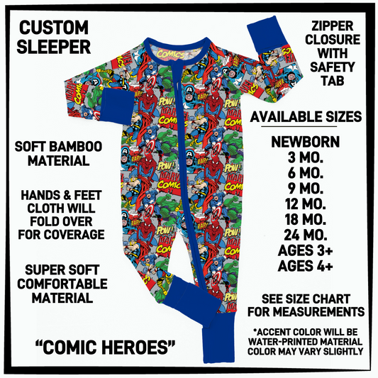BY3S - Comic Heroes Baby Sleeper - Preorder Closing 2/12 ETA: Late April