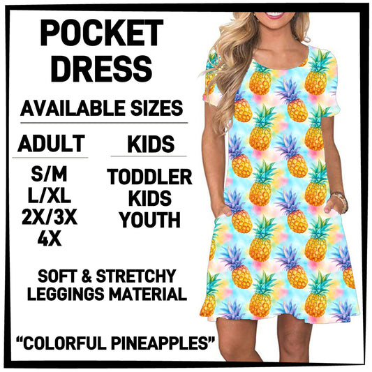 240BT - Colorful Pineapples Pocket Dress - Preorder ETA: Late March