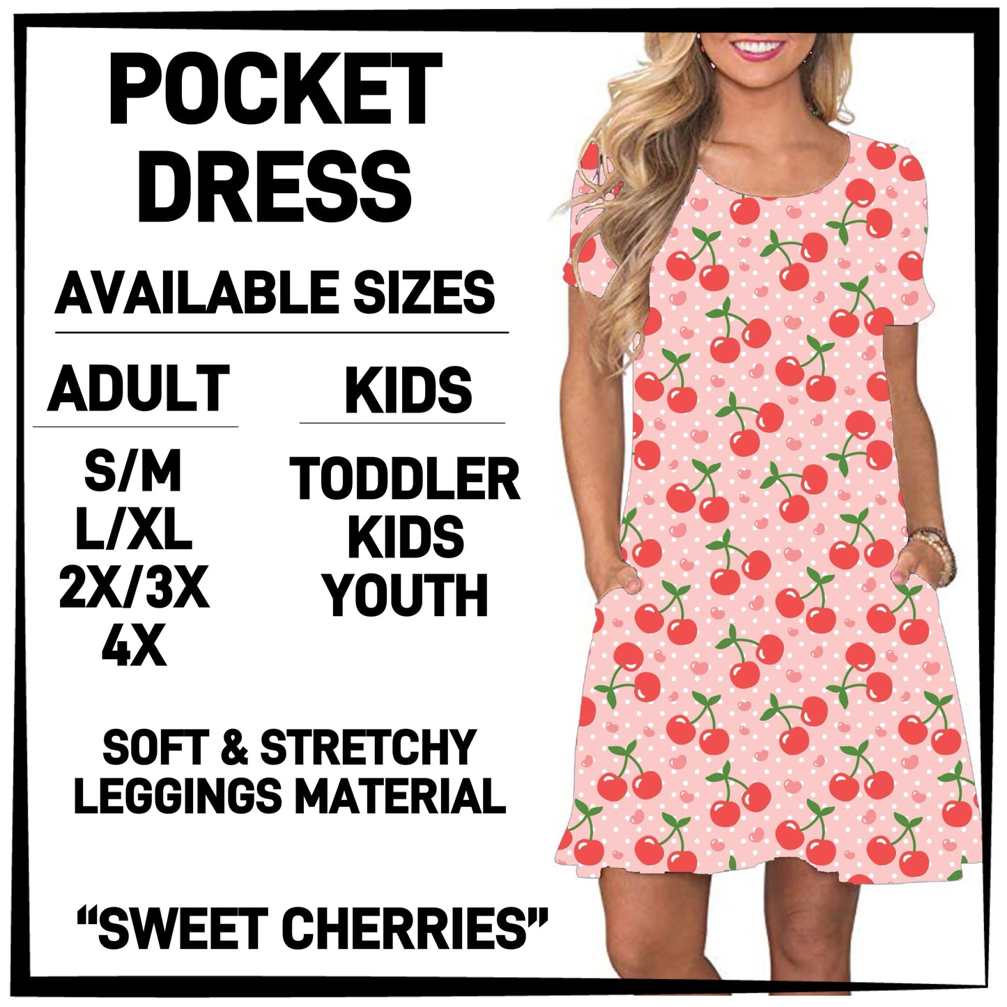 240BT - Sweet Cherries Pocket Dress - Preorder ETA: Late March