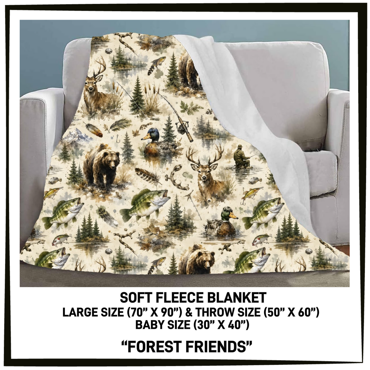 297BT - Forest Friends Fleece Blanket - Preorder Closing 7/26 ETA: Late Sept